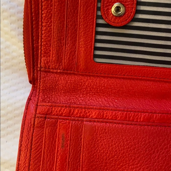 Red and Gold Kate Spade Wallet with Stripes Inside - Picture 4 of 6